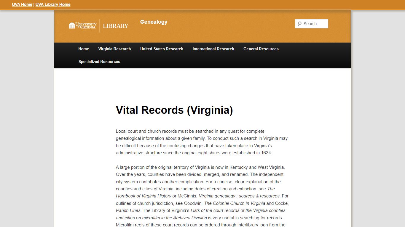 Vital Records (Virginia) | Genealogy